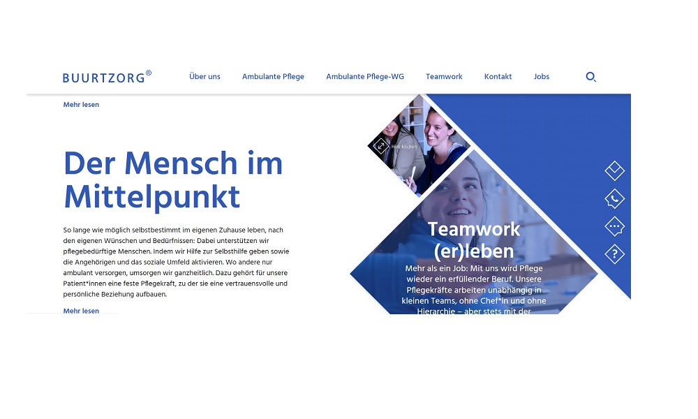 Screenshot der Buurtzorg-Website Deutschland www.buurtzorg-deutschland.de
