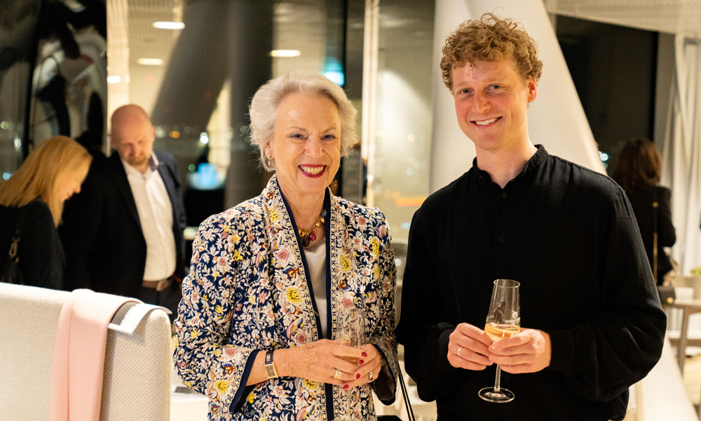 HRH Prinzessin Benedikte von Dänemark mit Alexander McKenzie, Kammerballetten-Direktor, Pianist und Komponist des Stückes Selvportraet, Foto: T. McKenzie